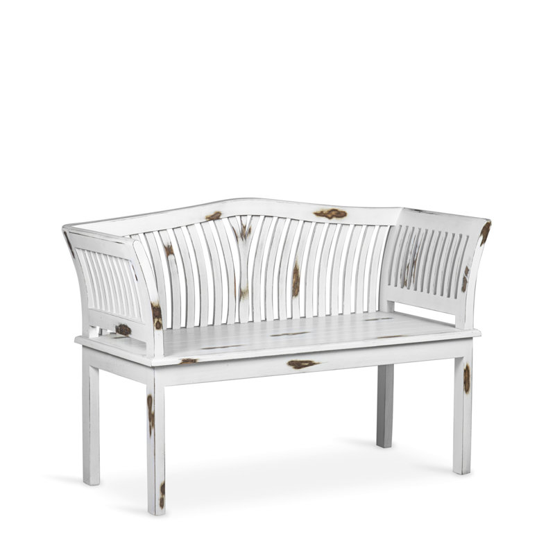 Solid Wood Bench, Aged White
