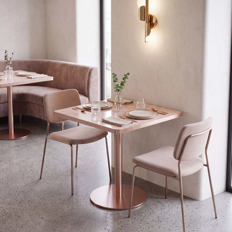 Table de salle à manger carrée, Rosé