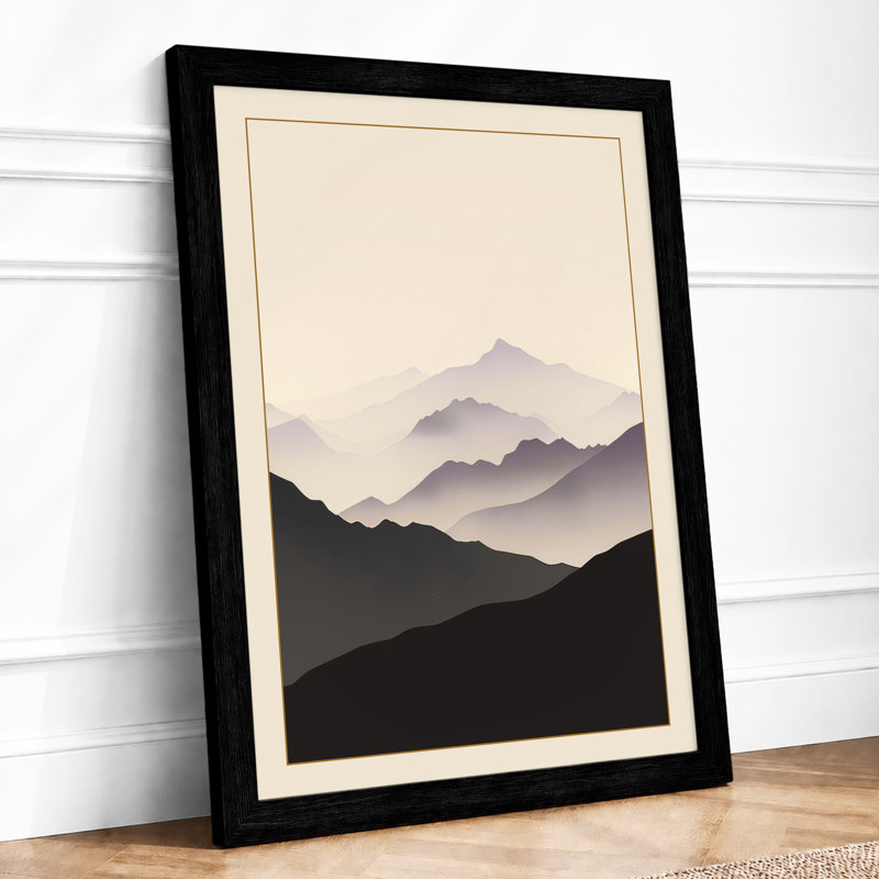 Layered Mountain Horizon Minimalist - Print, A2 - 59.4 x 42.0 cm, Black