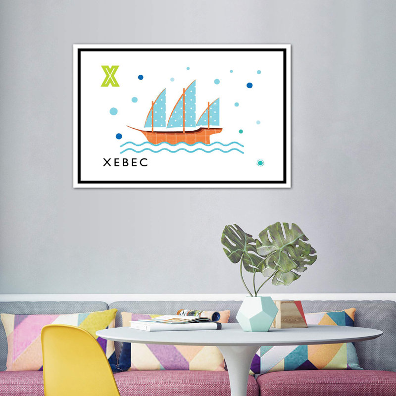 «X is for Xebec» - impression, Toile blanche encadrée, Pas de tapis, H 40 po x l 60 po x 1,5 po