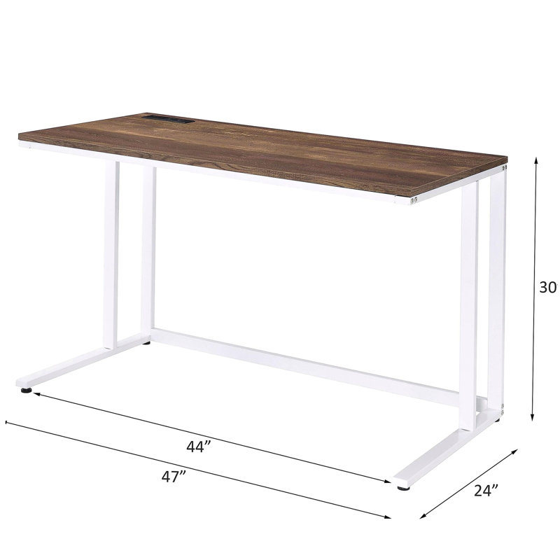 Walnut and white oak writing desks with USB ports, White