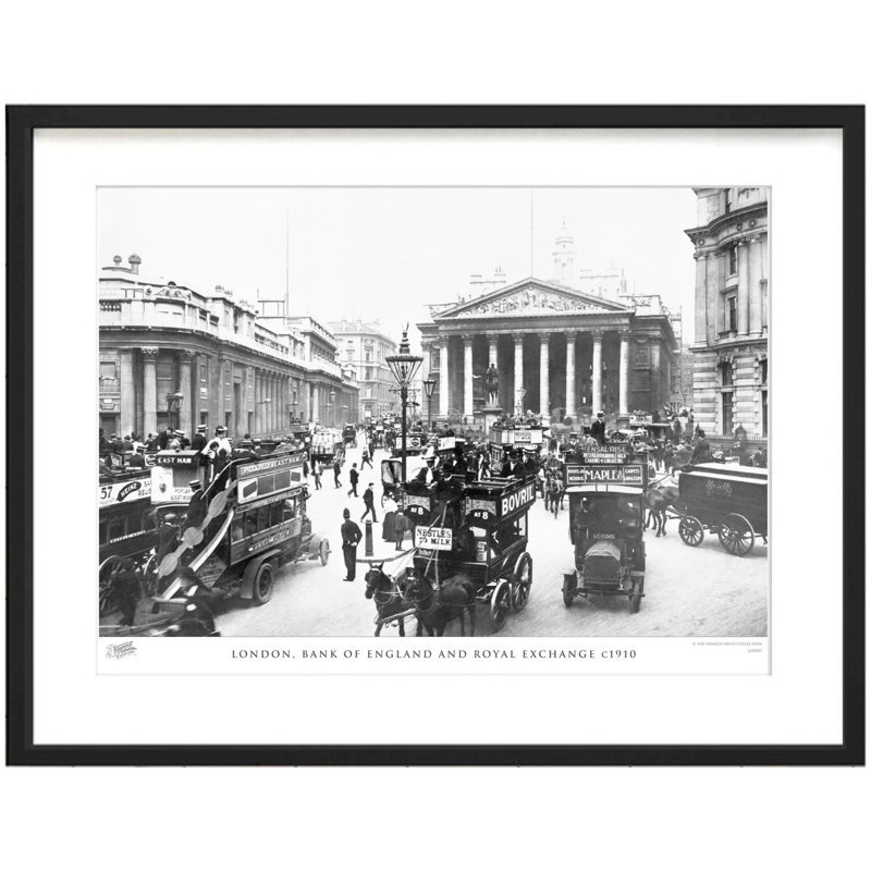 London, Bank Of England And Royal Exchange C1910 by Francis Frith - Single Picture Frame Print, 60cm H x 80cm W x 2.3cm D