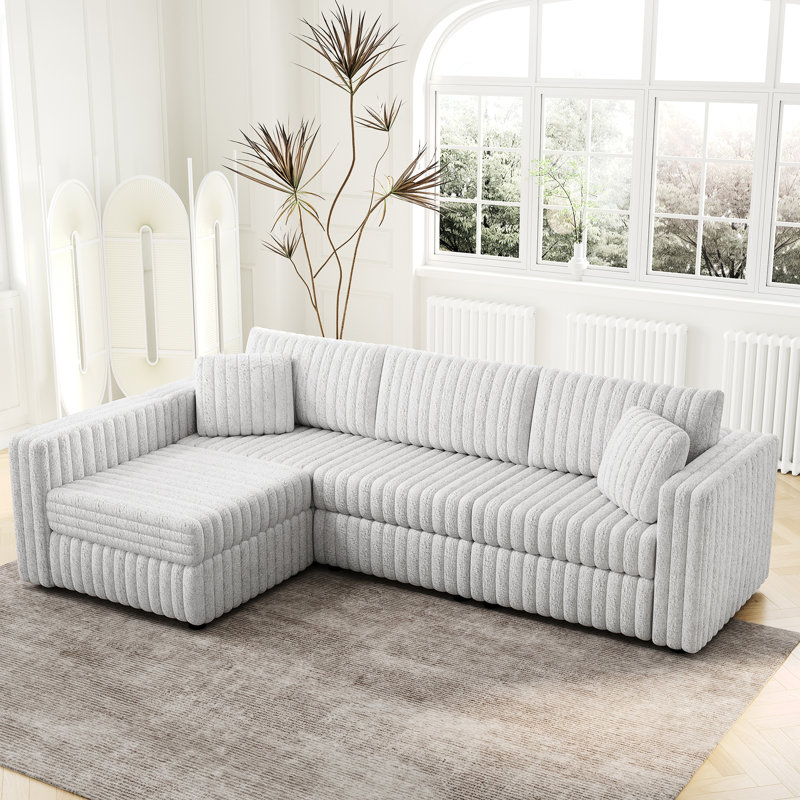 106,3 po en forme de L gris 4 - Confortable et contemporain. Matériaux de qualité garantissant la durabilité. Conception modulaire pour divers réglages. Comprend un tissu de rangement doux. De superbes maisons. Et une décoration élégante.