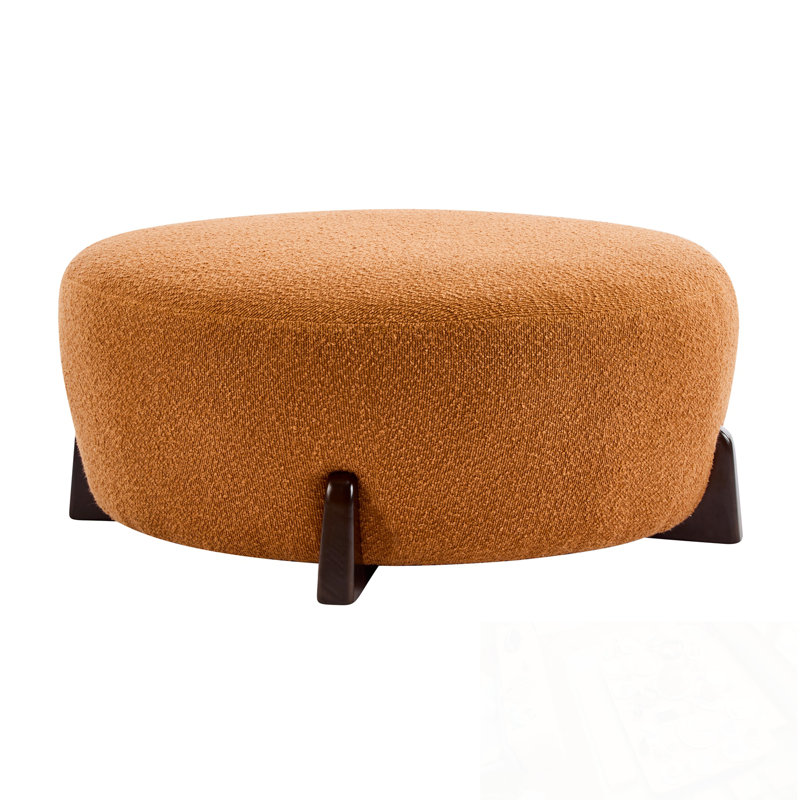 Round Boucle Casner with Wood Legs, Orange