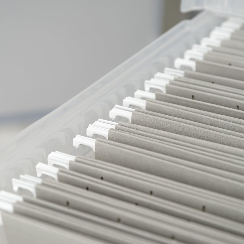 Organisateur de dossiers avec couvercle à charnières pour dossier à lettres, boîte de documents importants, bac de rangement en plastique