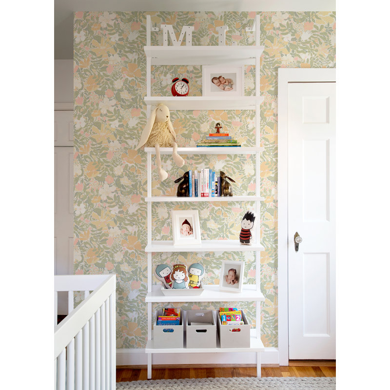 Papier peint floral Harriette, Vert pastel