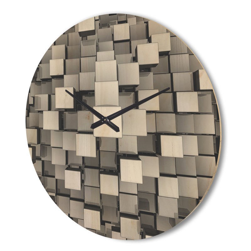 Cubes noirs et gris - Horloge murale moderne en bois, Grand