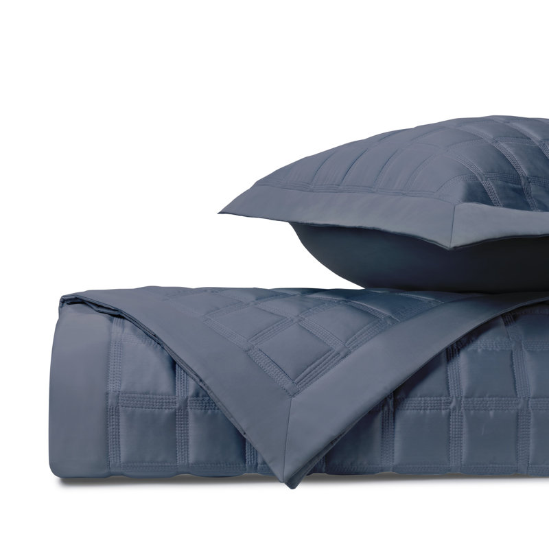Athens 100% Cotton Sateen Coverlet, Stone Blue, King Coverlet
