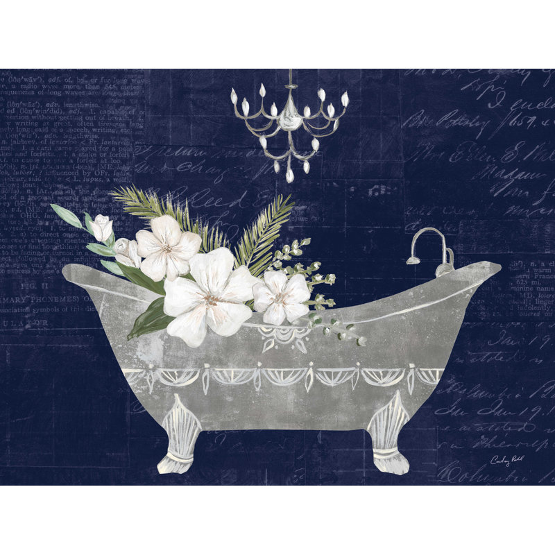 «Magre Floral Bath I Indigo» par Courtney Prahl, H 30 po x l 40 po