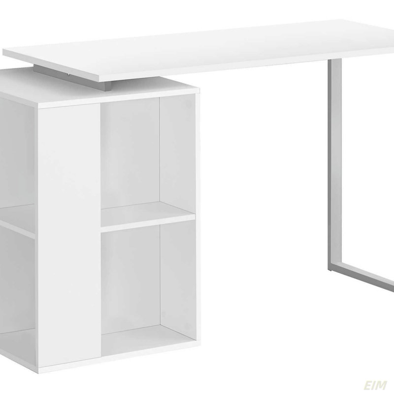 Bureau d'ordinateur, bureau à domicile, à gauche, à droite, tablettes de rangement, L 55 po, travail, ordinateur portable, contemporain, moderne