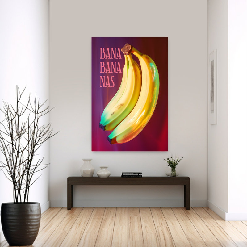 «Vibrant Pop Bananas», art moderne tropical coloré, H 60 po x l 40 po