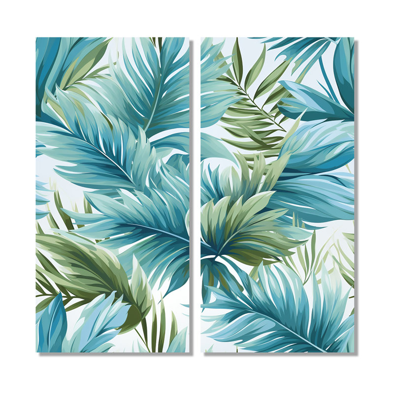 Easthampton - art mural floral tropical côtier, H 20 po x l 24 po, Toile tendue, Ne s’applique pas
