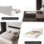 Grand lit, velours crème, lit plateforme tapissier, tête de lit ergonomique surdimensionnée, lattes de lit en pin massif, sans sommier tapissier avec structure et cadre en velours spécial, 24 lattes épaisses pour 1000-867069081