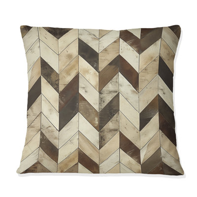 Carreaux de chevron brun beige II - Coussin décoratif moderne