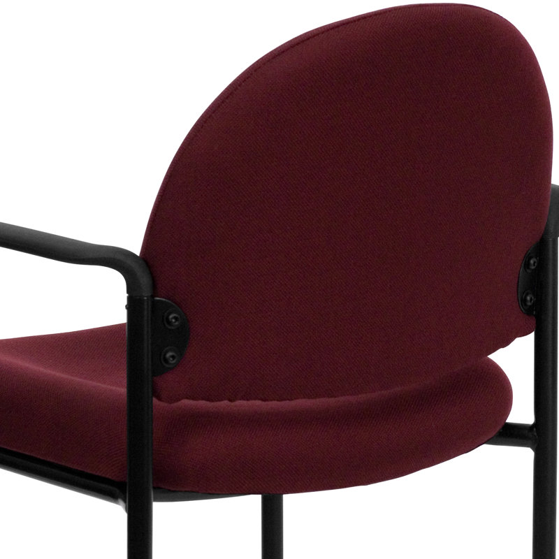 Comfort Stackable Steel Side Reception Chair, Burgundy Fabric, With Arms