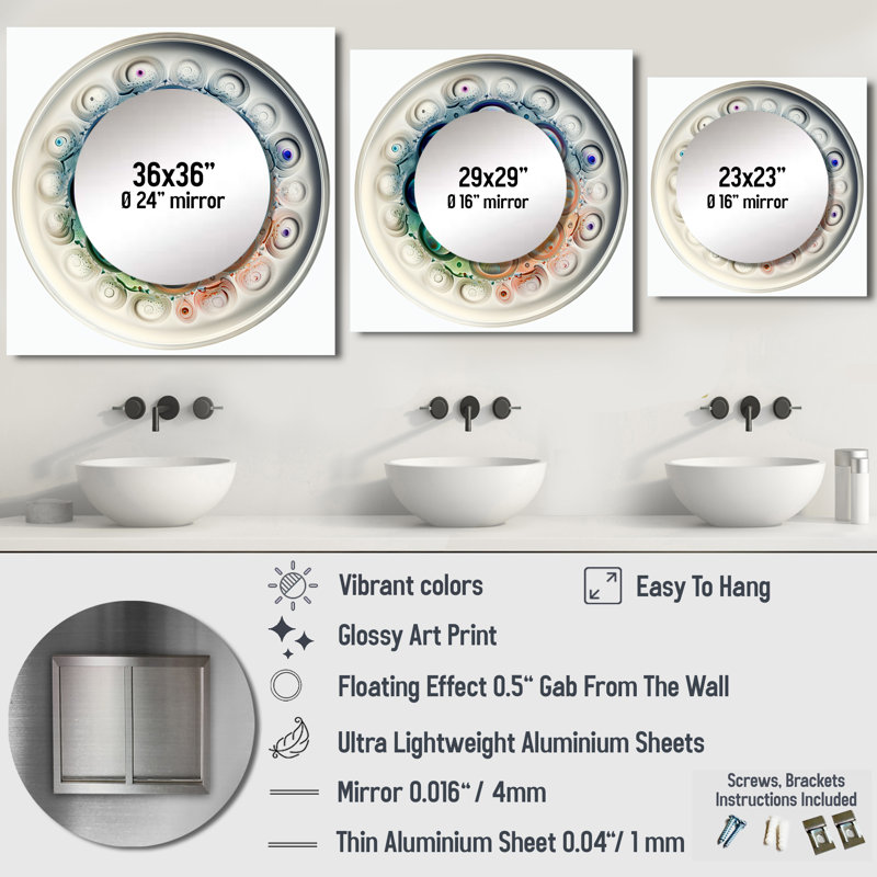 Erci - Miroir géométrique carré moderne pour salle de bain, 23 po x 23 po