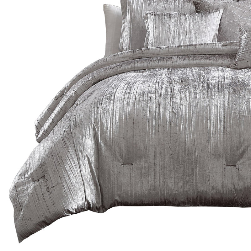 Ensemble d'édredon en tissu argenté 7 pièces , Grand édredon et 6 pièces supplémentaires