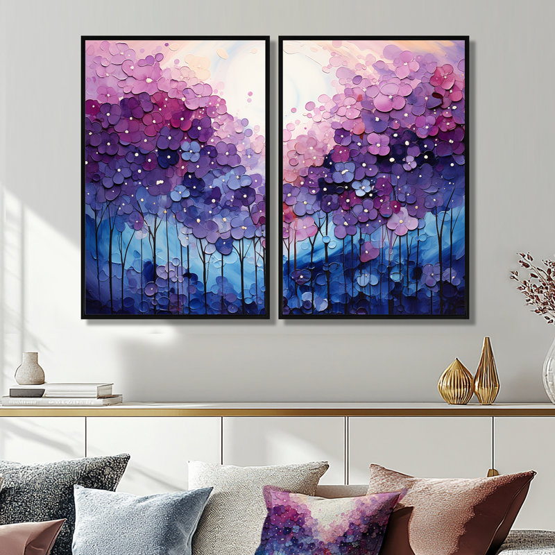Indigo Dreams II - jaune, reproduction d'art moderne sur toile, ensemble de 2, 36" H x 48" W, Impression encadrée flottante