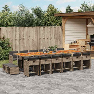 Garden Dining Set with Cushions Poly Rattan