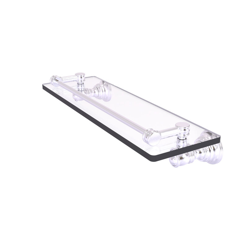 Tablette en verre Freyja, H 3,3 po x l 16 po x P 5,54 po, Chrome satiné