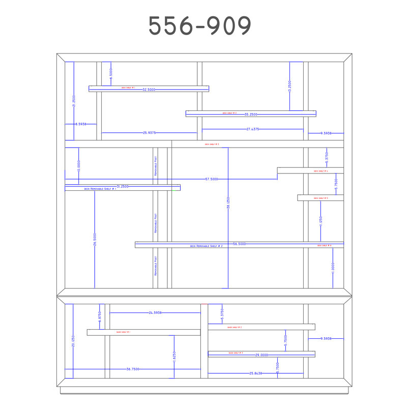 80"W x 19"D x 92"H  Island Fusion Taipei Media Bookcase
