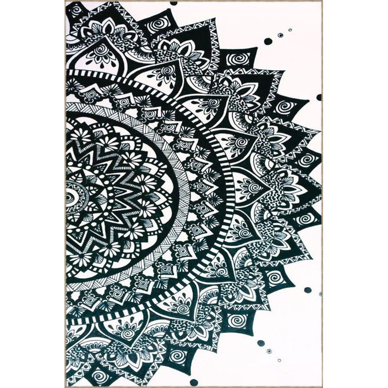 Tapis tissé à motif géométrique lavable à la machine, Sous-tapis rectangulaire de 3 pi 3 po x 4 pi 11 po