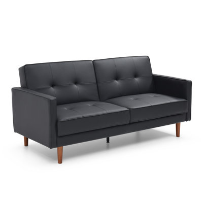 Rosamonde Queen 196cm Faux Leather Convertible Sofa