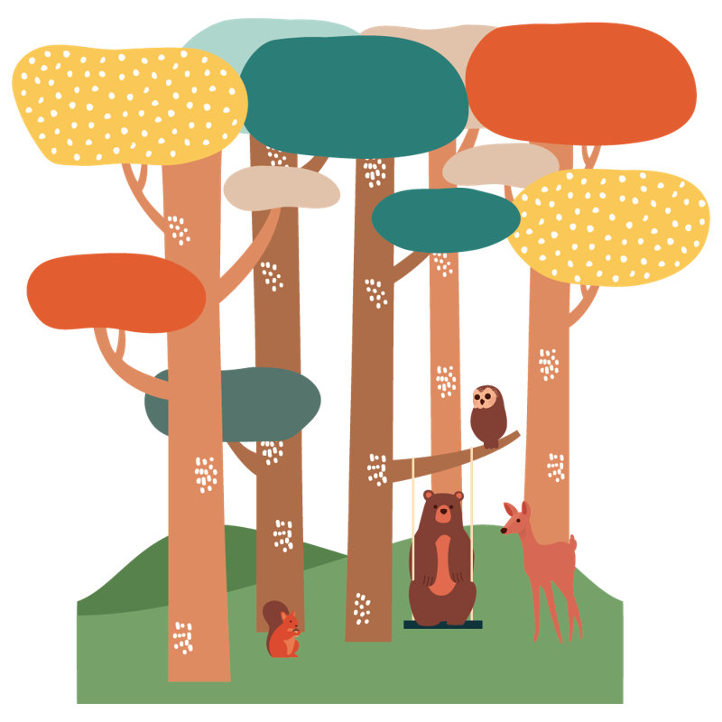 Adhésif décoratif arbre forêt, H 20 po x l 20 po
