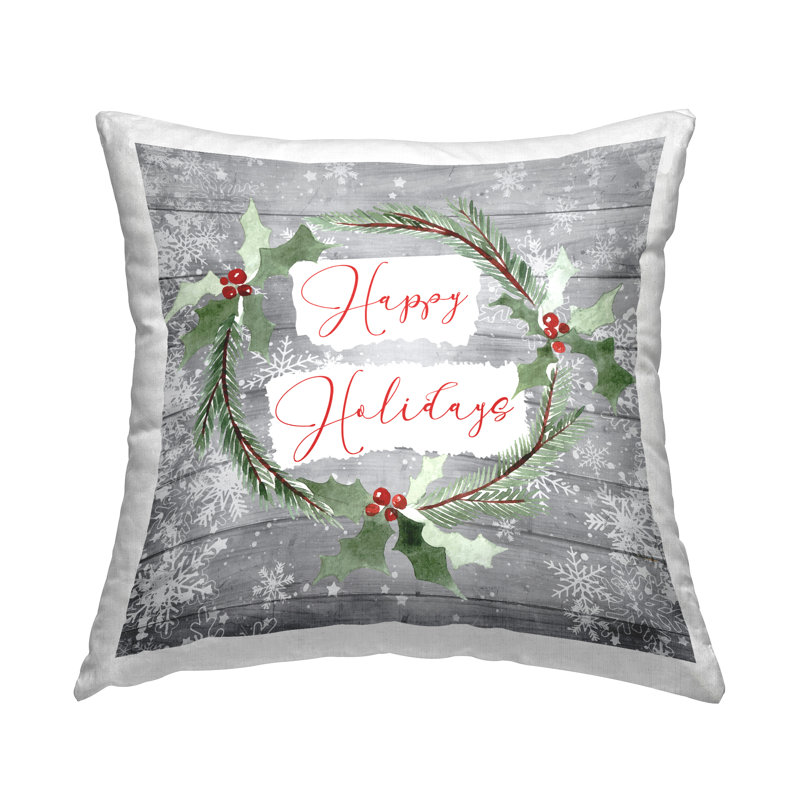 Coussin Happy Holiday Winter Holly