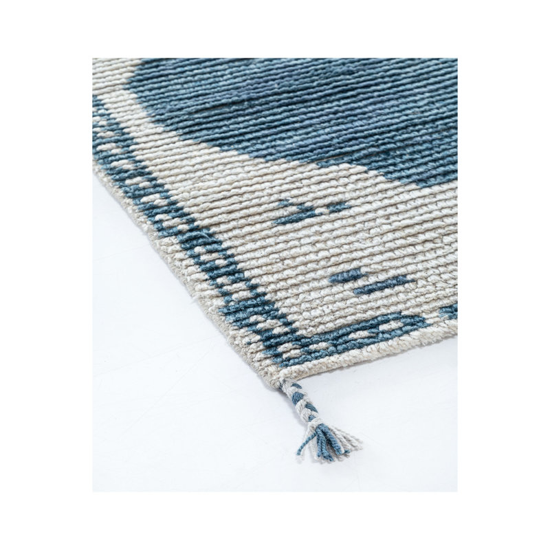 Wool Abstract Area Rug in Blue/Gray, Rectangle 12' x 15'
