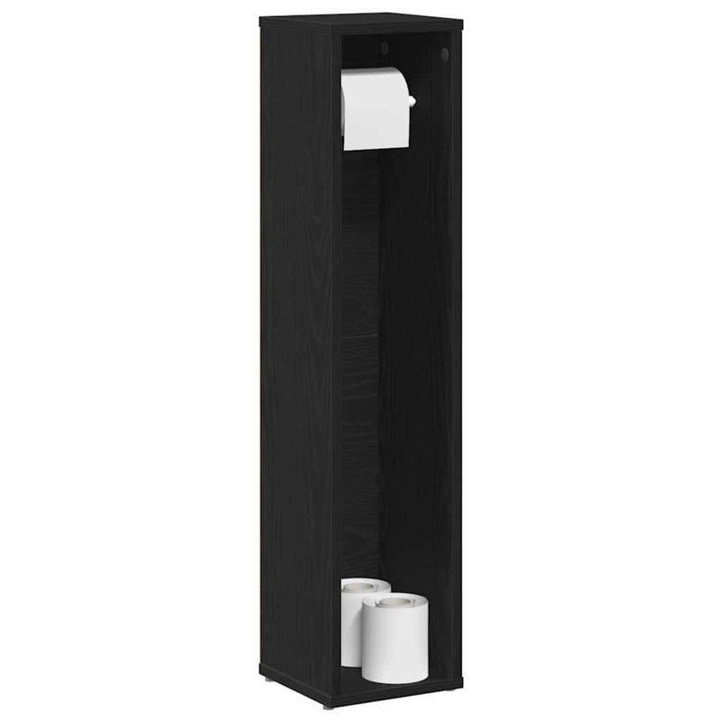 Bathroom Cabinet With Roll Holder 20.5X20x90 Cm, Black