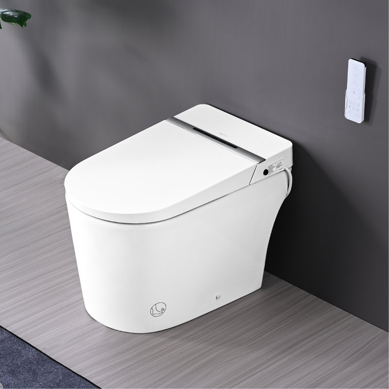 Smart Toilet With Self-Cleaning Nozzle, Night , Heated Seat, Foot Sensor Open Remote Control, Led Display Sensor, Control
