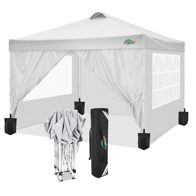 10 pi. L 10 pi. D Tente escamotable en acier imperméable Ez, Blanc