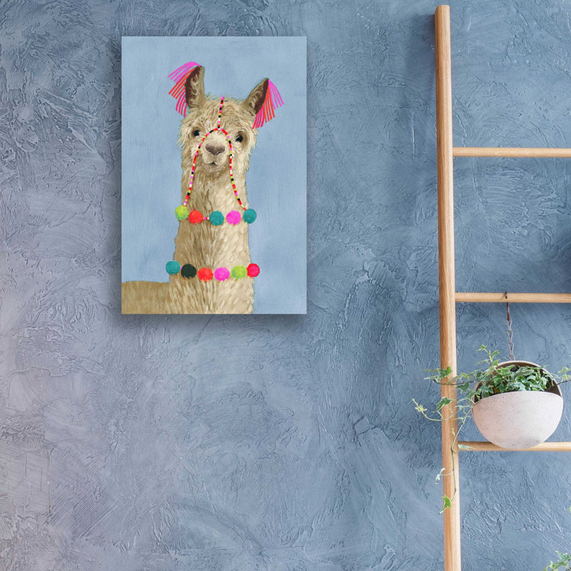 «Adorned Llama III» par Victoria Borges, art mural acrylique, H 24 po x l 16 po x P 0,2 po