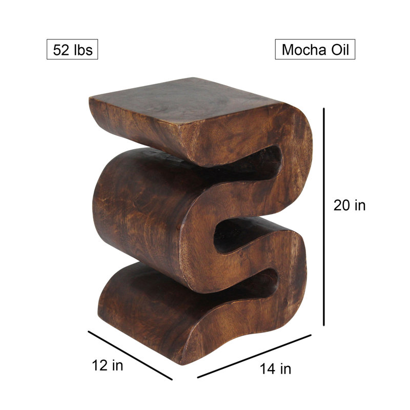Harison Solid Wood End Table, Dark Brown Wood, 20" H x 14" W x 12" D