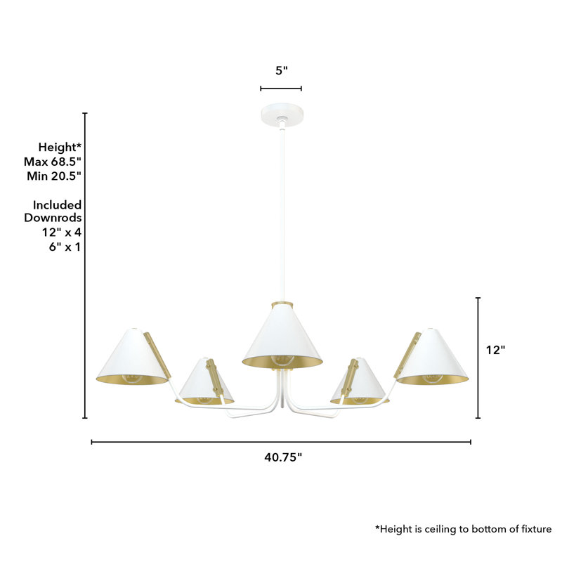 Grove Isle 5 - Light Unique Geometric Chandelier, White