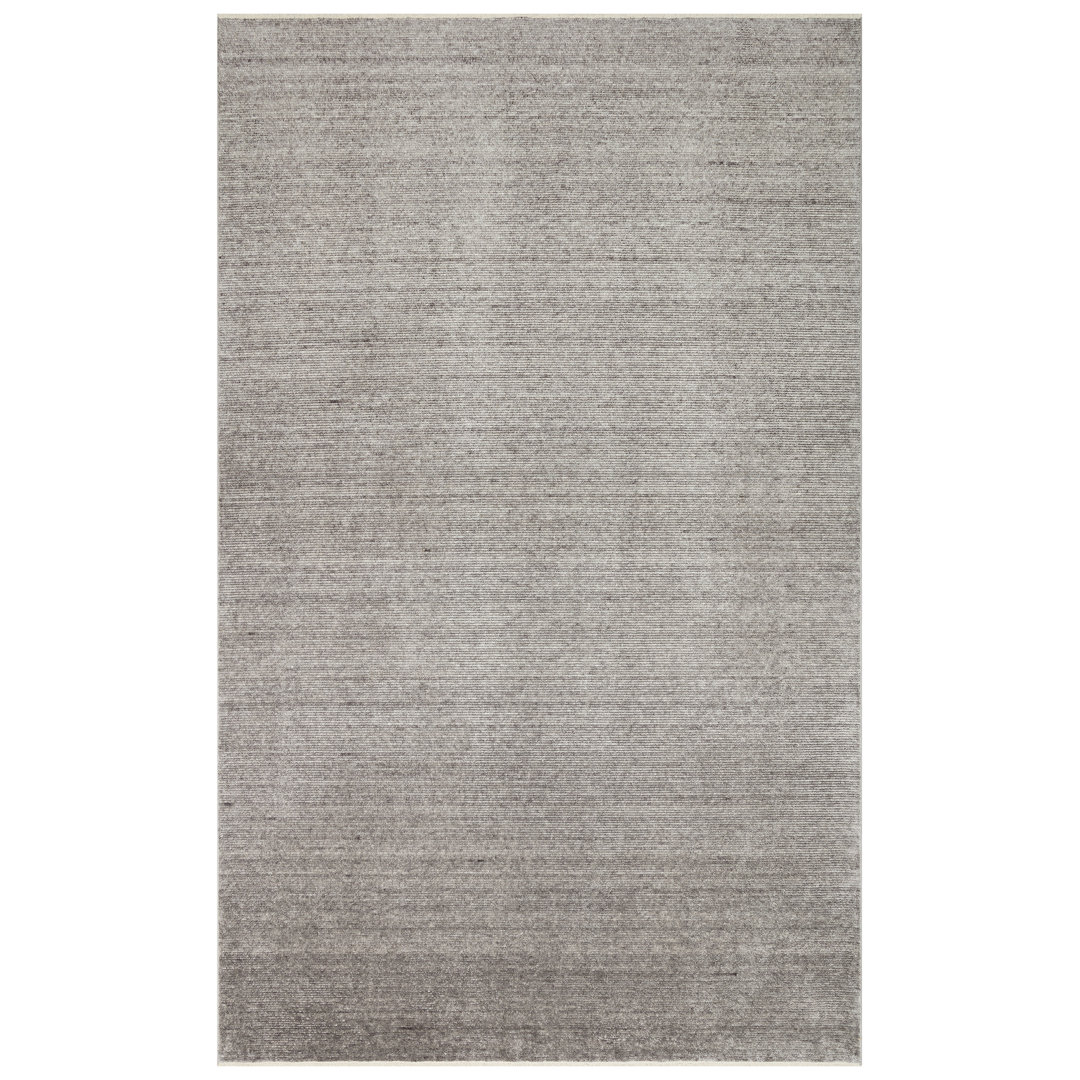 Orietta Anthracite Flat Pattern Lyocell Machine Made Area Rug