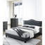Cadre de lit double de style européen avec tête de lit à boutons gris anthracite, sans sommier tapissier, joie de chambre à coucher-128993353-128993350