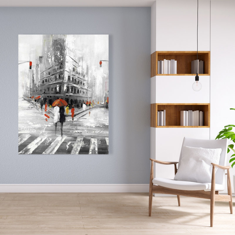 Greyish Flatiron Building - Art contemporain sur toile gris pour la maison