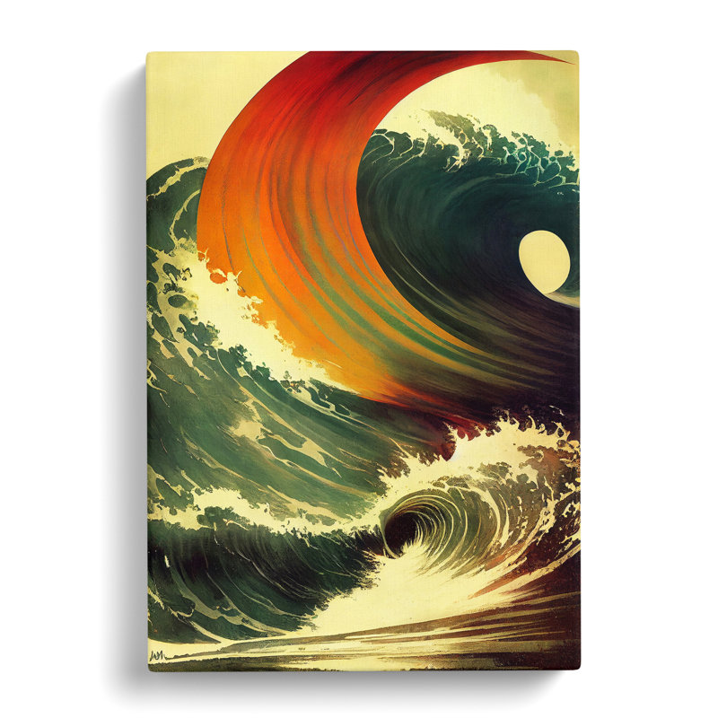 Unique Ocean Wave - Print, No Matte, 50cm H x 35cm W x 3cm D, Wrapped Canvas