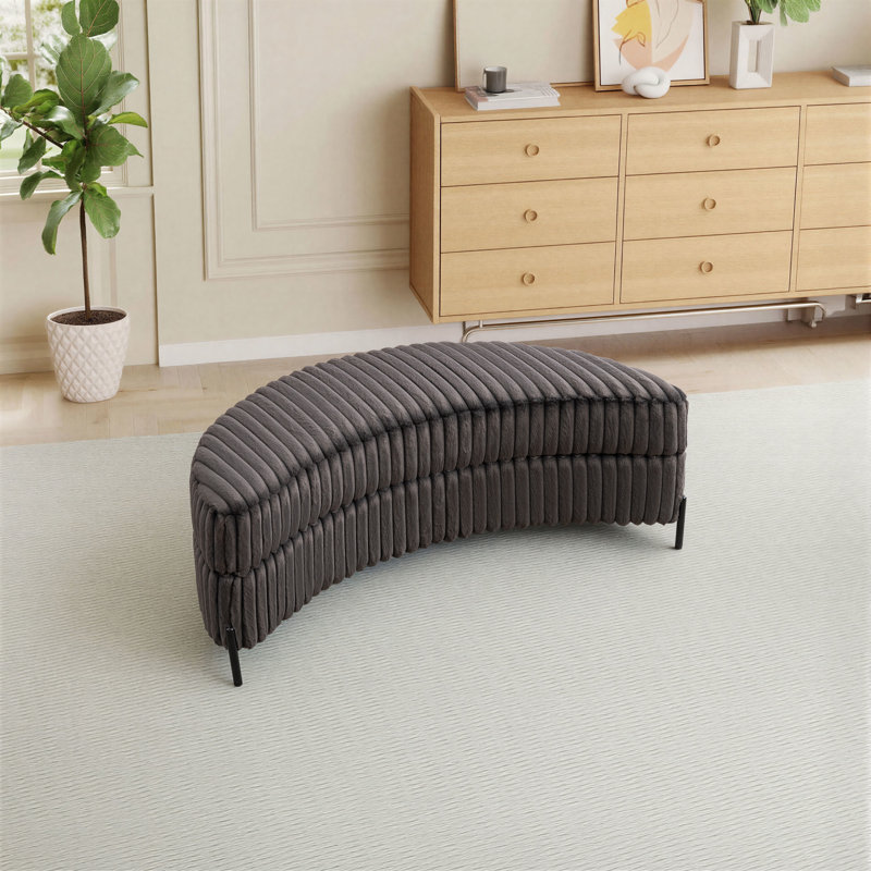 47" W Upholstered  Storage Ottoman With Reversible Lid, Charcoal