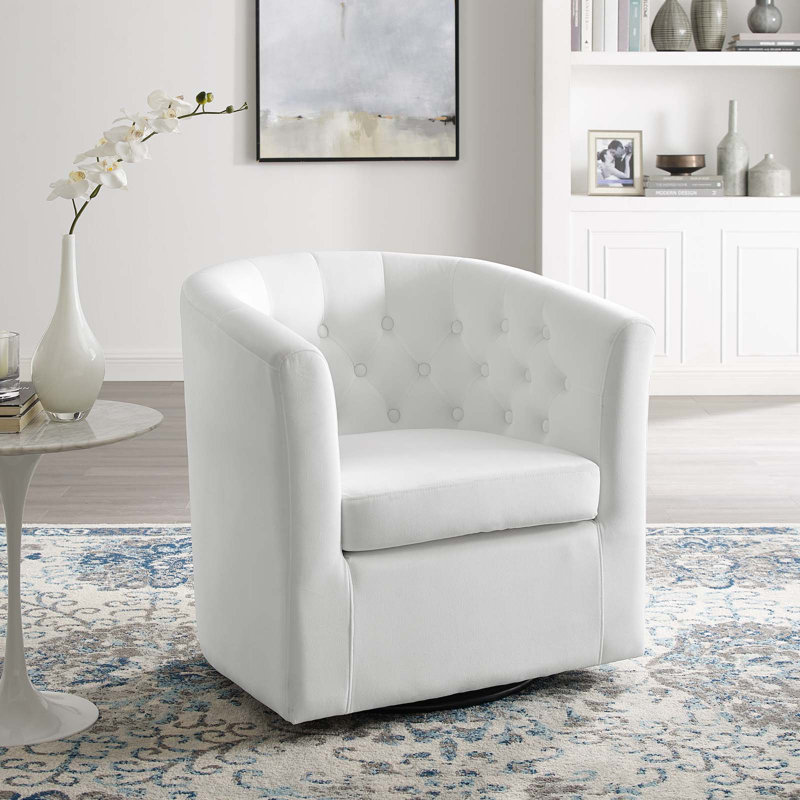 Fauteuil pivotant en velours Performance Prospect, Velours blanc