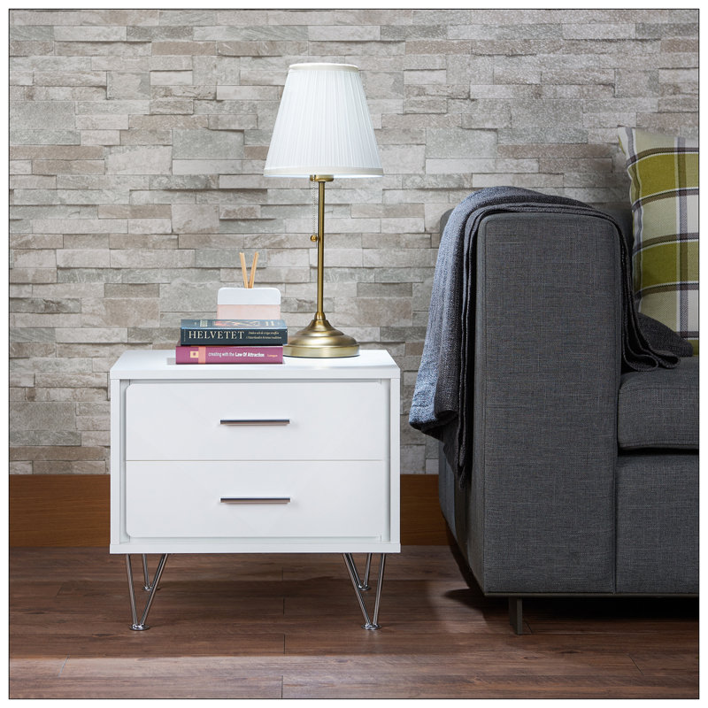 Deoss White Finish Accent Table, White