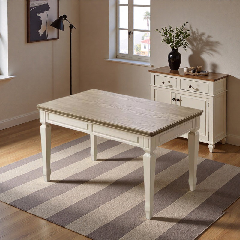 Table de salle à manger simple en bois massif de style américain, 29.92”H x 55.11”L x 31.49”W