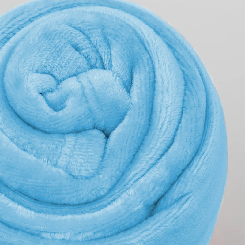 Reversible Mink Faux Plush Fur Fleece Blanket, Throw (50 inc x 60 inc), Light Blue