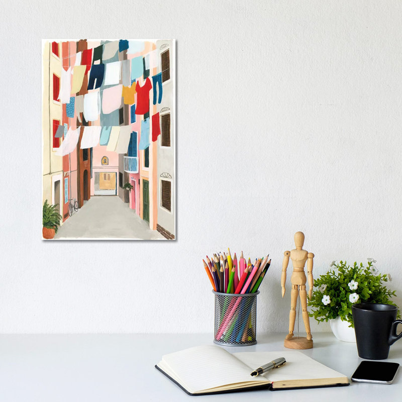 « Laundry Day II » par Grace Popp-impression d’art graphique, Pas de tapis, Toile tendue, H 12 po x l 8 po x P 0,75 po