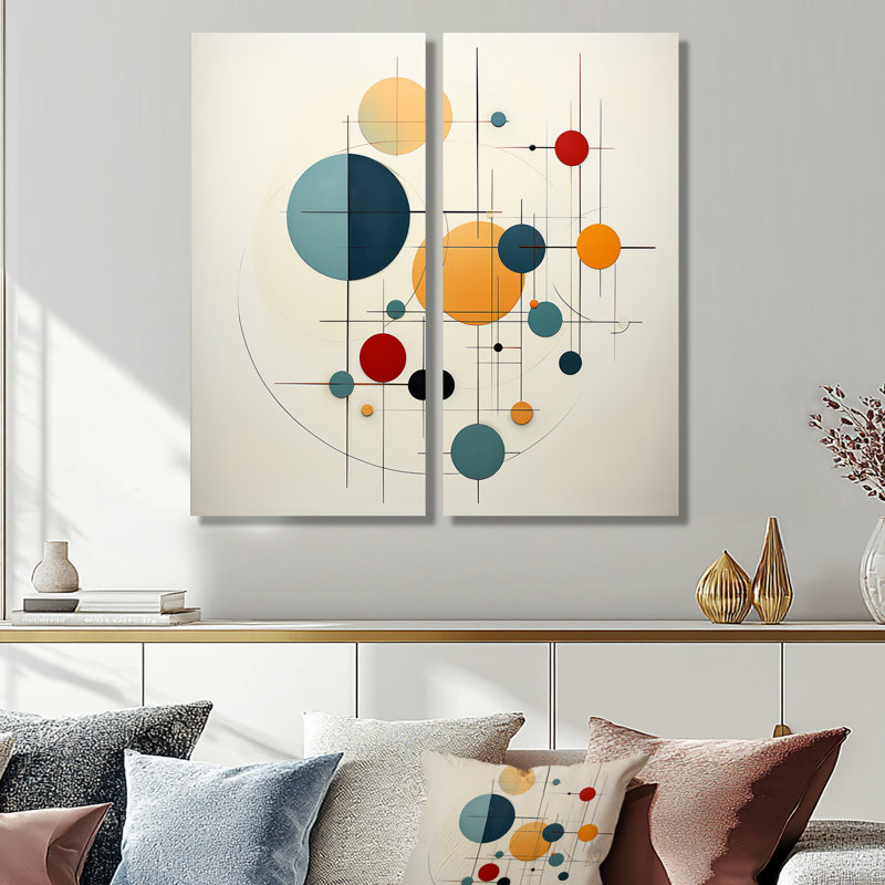 «Distant Galaxies Midcentury Elegant Retro I», art mural moderne sur toile bleue, H 32 po x l 32 po, Toile tendue