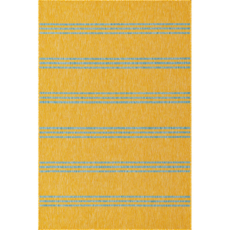Outdoor Destiny Area Rug Mustard Color, Rectangle 6' x 9'