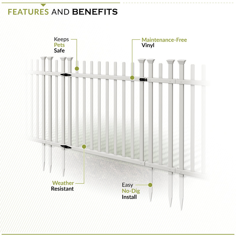 Zippity Outdoor Products 3.5-ft H x 5-ft W White Vinyl Dog Ear No-dig Fence Gate (Unassembled)