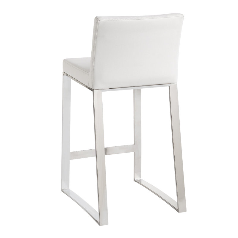 Barlet Bar & Counter Stool, Counter Stool (26" Seat Height), White Faux Leather